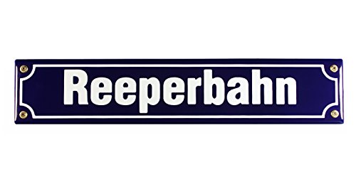 Buddel Bini Schild Straßenschild Reeperbahn Pauli Hamburg Souvenir Emaille, 40x8 cm, blau