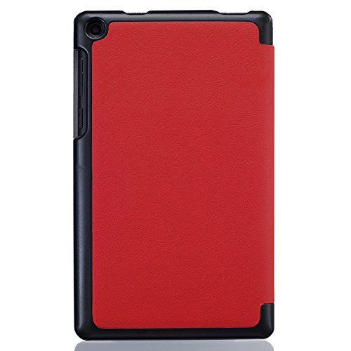 ELTD Lenovo TAB3 7 Essential / Lenovo Tab3 A7-10 Hülle Case – Ultra Schlank Smart Cover Tasche Schutzhülle Case für Lenovo TAB3 7 Essential / Lenovo Tab3 A7-10 mit Standfunktion, Rot - 6