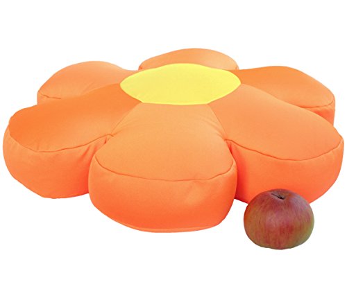 trendy großes Kuschelkissen Blume 50cm x 10cm Farbe: orange/gelb Mikrokügelchen - 2