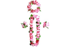 duoyif Ghirlande Hawaiane Corona Hawaiana Tropicale Ghirlanda Di Spiaggia Hawaiana Party Decor Braccialetto Fascia Collana Di Ghirlande Per Carnevale Natale Capodanno Pasqua Cheerleader Feste (Rosa)