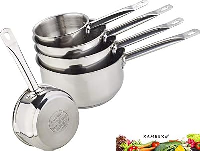 Kamberg - 0008077 - Set 5 Casseroles 12 / 14 / 16 / 18 / 20 cm - Acier Inoxydable Haute Qualité - Poignée anti chaleur Argent - Tous feux dont induction