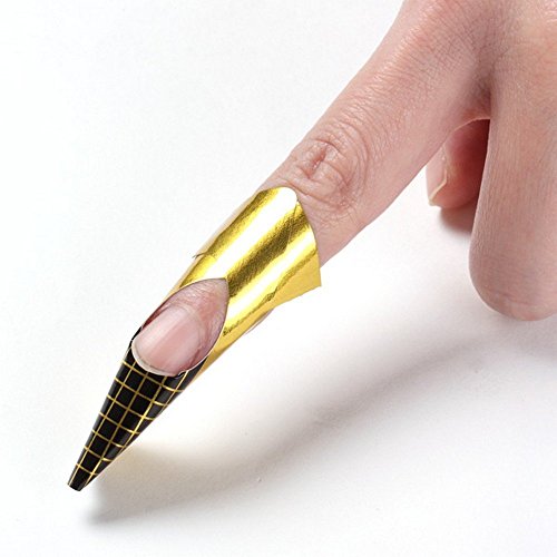 CRYSTALUM® 100 X Golden Nail Art Tips Extension Forms Guide French Diy Tool Acrylic UV Gel