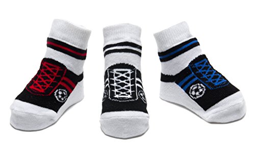 Baby Emporio-0-9 Months-3 Pairs Baby Boy Socks - Gift Packaged - Anti-slip Soles (FOOTBALL)