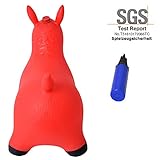Hüpfpferd Springpferd Sitztier mit Pferdesound bis 50 kg in rot oder blau - 3
