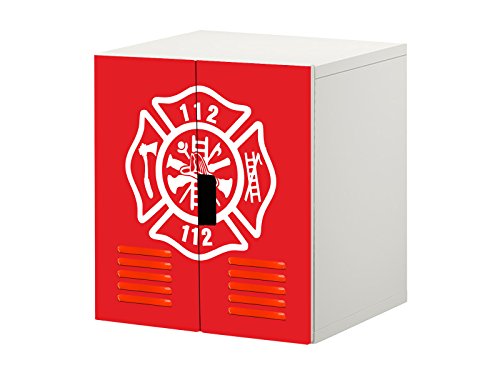 "Feuerwehr" Möbelfolie / Aufkleber - STK21 - passend für die Kinderzimmer Kommode / Schrank mit 2 Türen STUVA von IKEA - Bestehend aus 2 passgenauen Möbelfolien (Korpus 60 x 64 cm)