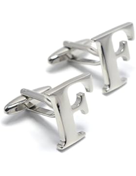 MESE London Buchstaben Alphabet Buchstaben Manschettenknöpfe Initiale - Buchstabe F Silbere - Elegante Geschenkbox