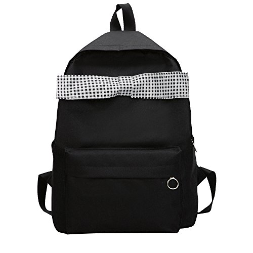 Preisvergleich Produktbild friendGG Rucksack,Damentasche Studententasche Reiserucksack Freizeit Rucksack Leinwand Rucksack Einfarbiger Rucksack Bogen Umhängetasche Wandern Rucksack Sportrucksack (Schwarz)