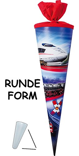 Schultüte – Eisenbahn – Zug – 22 / 35 / 50 / 70 / 85 cm – Zuckertüte ALLE Größen – mit / ohne Kunststoff Spitze Spitze – rund – 6-eckig – 12-eckig – Nester – für Jungen – Züge / Dampflok – Lokomotive Züge Bahnhof – Bahn - 3