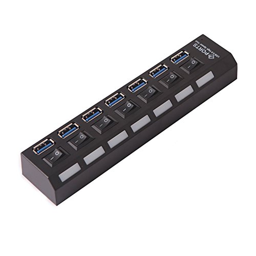 Navplus USB 3.0 Hub 7 Port Verteiler mit USB Kabel und Netzteil für PC Notebook Laptop - 2