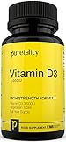 Vitamin D3 3000IU 365 Tablets (12 Month Supply) - High Strength Vitamin D Cholecalciferol Tablets, not Capsules or Softgels, Vegetarian Vitamin D3 also Gluten & Dairy Free by Puretality