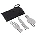 Produktbild 3pcs Camping Besteck Utensilien Set Klapp Edelstahl Messer Gabel Löffel Picknick im Freien Geschirr