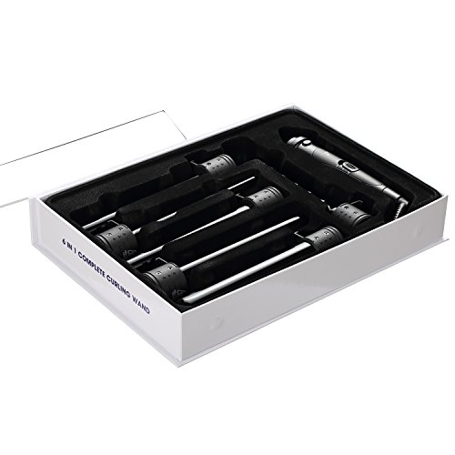 Lockenstab, NexGadget 6 in 1 Multi-Lockenwickler Kit, Austauschbares Multifunktions Lockenwickler Kit, Turmalin Keramik Lockenwickler professionelle Curling Eisenstab, Haar Lockenstab, mit hitzebeständige Handschuhe（Geschenk Set） - 6