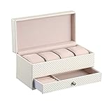 Topker Unisex-Carbon-Faser-Leder-Uhr-Halter-Armbanduhr Schubladen Storge Fall Organizer Schmuck-Box