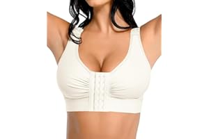 FeelinGirl Soutien-gorge de compression post-chirurgie pour femme avec fermeture avant avec bretelles réglables sans armatures