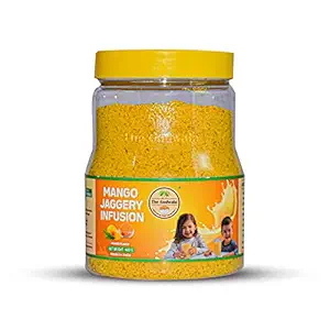 The Gudwala Mango Flavor Jaggery Powder for Milk Pure Natural Zero Chemical Gur Powder Immunity Booster Extremely Healthy Organic Gud Powder (400 Grams) (Mango)