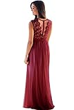 abendkleid rot Pflegehinweis: Handwäsche Babyonline® Damen Spitzenkleider Lang Ärmellos Tüll Abendkleider Lang Ballkleider Cocktailkleider Lang Sommerkleider, Wein Rot, Gr. 44