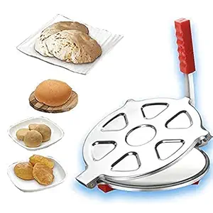 Aatmnivedi Manual Stainless Steel Puri Poori Maker Press Machine with Handle, Large for Kitchen Nearly 6 inches Working Diameter