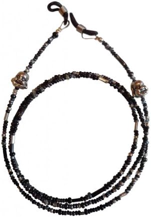 ShoreThing UK Spectacle/Glasses Chain Black Silver Grey Tibetan Laughing Buddha Beads : 28-30 inches but can be made to measure Black/Silver/Grey