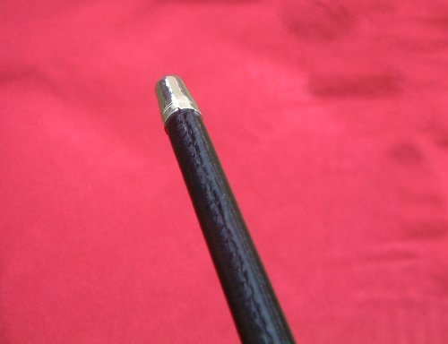 24-Black-Leather-Bound-Show-Cane-Silver-Coloured-Metal-Ball-End-and-Tip-Made-In-England-Fibreglass-Centre