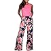 Produktbild Damen Blume Druck Jumpsuit Mit Tasche Yogogo Ärmellos Schulterfrei Overall Lang Strampler Bodysuit Hose Sommer Yoga Leggings Bodycon Hohe Taille Hosen 3/4 Sport Fitness Slim Leggins Dünne Sporthose