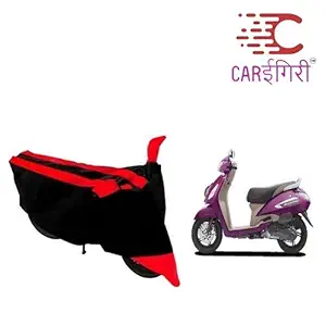 Carigiri Bike Cover for TVS Jupiter ZX(Dust Proof,3Strip, Scratch Proof, Mirror Pockets, Heavy Buckle [ RED & Navy Blue])