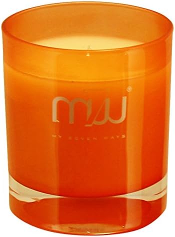 My7Ways Orange glass scented Candle, Wild plants, basil, rosemary, oak moss, spicy, stately allure, distinct touch, sophisticated femininity, Shiny Holder