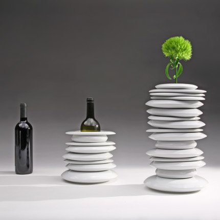 Industreal HULA HOOP, außergewöhnliche vase/Deko-Objekt, in weißem, glasiertem Porzellan - 5