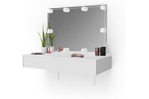 Vicco tavolo da toeletta Alessia, Bianco, 90 cm con illuminazione a LED