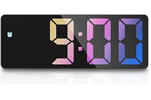 OQIMAX Colorful Digital Alarm Clock, Alarm Clocks with Large LED Display, USB/Battery Powered Digital Desk Clock with Snooze, Temperature, Voice Control, 3 Adjustable Brightness, 12/24H Display