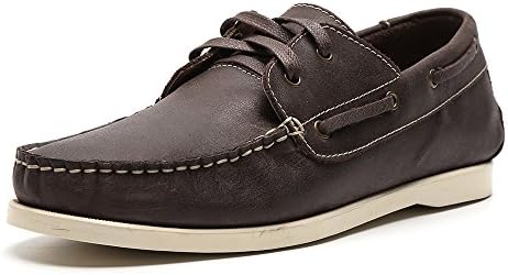 LANGBAO Business Men Shoes Casual Boat Shoes For Men Classic 2 Eyelets Leather Lace Up Formal Dress Deck Shoes
