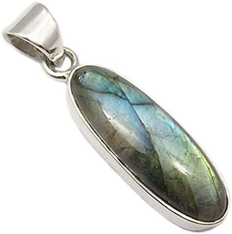 Labradorite sterling silver pendant - Stone size 8x22mm