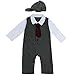 iiniim Baby Newborn Boys Gentleman Striped Romper+Hat+Necktie Outfits Formal Costumes Gray 3-6 Months