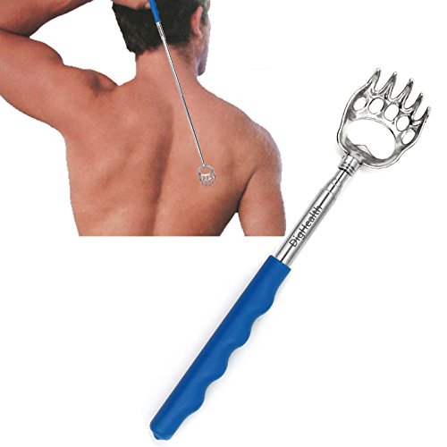 DigHealth Teleskop Rückenkratzer bei -(Ausziehbar, Edelstahl, Gummiertem Griff, Circa 56cm, Bär Klaue), Massagegerät Körpe zum Rücken Kratzen, Set 5 - 9