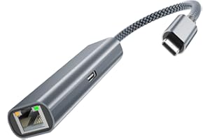 Itramax Adaptateur USB C Gigabit Ethernet avec port de charge, Thunderbolt 3 vers prise réseau RJ45 avec alimentation Type-C PD 60 W pour Chromecast Google TV, MacBook, Mac, iPad Air 5, Dell XPS