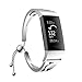 Produktbild HappySDH Armband kompatibel mit Fitbit Charge 3, Smartwatch Zubehör Fashion Edelstahl Runde Beads Ersatzarmband Armbänder Smartwatch für Männer Frauen (Silber)