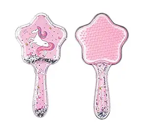 Urban Festivities Unicorn Star Comb Cute & Latest Unicorn Imported Novelty Glittery Star Brush Detangler Paddle Cushion Antistatic Hair Loss Massage Hairbrush 3D Unicorn Kids Hair Brush/Hair Comb