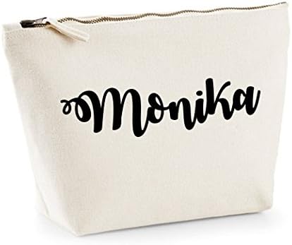 Monika Personalised Name Cotton Canvas Make Up Accessory Bag Wash Bag Size 14x20cm. The perfect personalised Gift for All occasion, Christmas, Birthdays,
