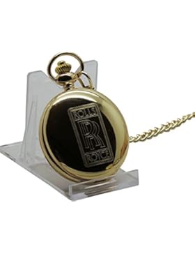Rolls Royce Taschenuhr 24Karat Gold beschichtet Full Hunter mit Kette in Holz Geschenkbox