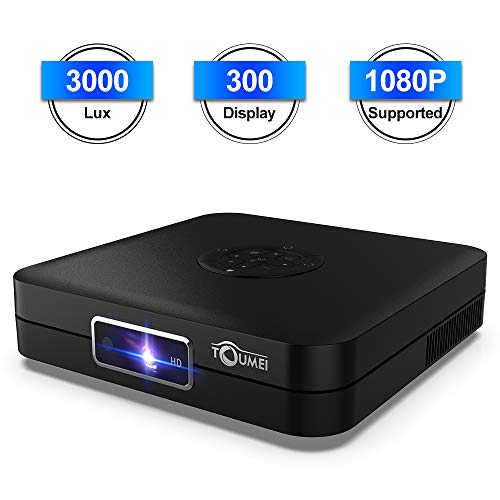 TOUMEI K1 Mini Proiettore, Videoproiettore DLP Android System 7.1 3000 Lumen Supporta 1080P Max 300'' Display, Proiettore Portatile Compatibile con iPhone / Smart Phone / PC / TV stick / Laptop / PS4