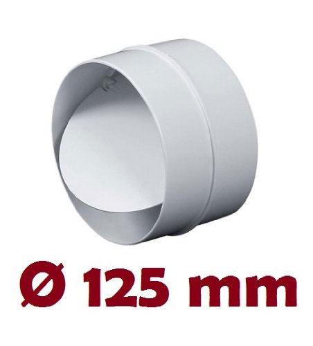 Verbindungsstück mit Rückstauklappe Verbinder Lüftungsrohr Rundkanal Rohr Ø 125 mm Lüftungsanlage Kanal K0125 22