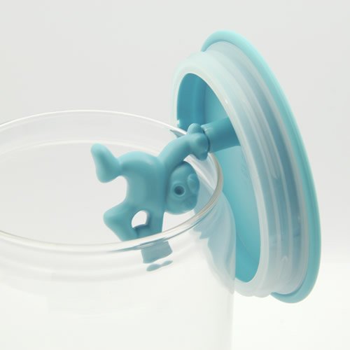 Alessi „Gianni“ Küchendose aus Glas mit abgedichtem Deckel, thermoplastischem Harz, hellblau - 4