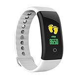 Smart Armbanduhr mit Herzfrequenz/Dorical Fitness Armbanduhr/USB-Lade-Fitness-Tracker/Wasserdicht Armband mit Schrittzähler Kalorienzähler Touchpad Bluetooth Uhrr für Damen Herren Kinder(Weiß)