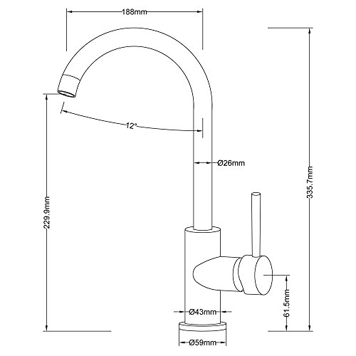 Wasserhahn Einhebelmischer Küche Armatur Spültisch Mischbatterie 360° schwenkbar Niederdruck - 5