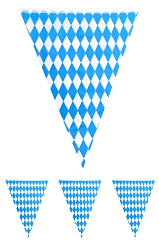 Wimpelkette Oktoberfest blau weiße Raute 10 Meter