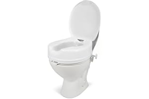 GOVITA - Rialzo WC per Anziani, Rialzo WC con Coperchio, ausilio bagno,Rialzo Bagno Disabili, Alzawater per Anziani, Rialzo per WC Universale, Sollevatore WC Disabili, Bianco (ALTEZZA DI 10 cm)