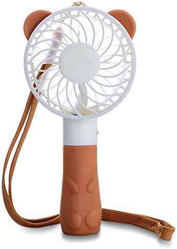 Anpress Cute Portable Handheld Bear Fan Mini USB Rechargeable Personal Fan for Travel,Home,Office,2 Speeds Adjustable,Built-in 1200mA Rechargeable Battery (Brown)