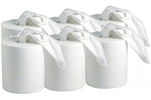 A.K TRADING Carton de 6 bobines d' essuie tout blanc 450 feuilles deroulable ou central - 050109