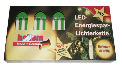 Preisvergleich Produktbild Hellum 811537 LED-Energiespar Lichterkette Riffelkerzen warm-weiß, matt, 15-teilig, Gesamtlänge 12,8m, für Innen