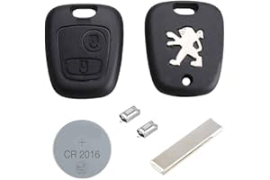 RKFUK® Peugeot DIY Repair Kit - Replacement 2 Button Remote Car Key Fob Case HU83 Blade 2 Micro Switches New Battery for Peugeot 107 207 307 407 106 206 306 406 Keys Fobs Peugeot Cars Vans