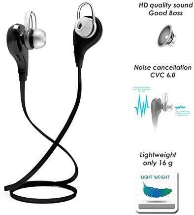 Bluetooth Headphones Zanith Resonic Wireless Sport Earphones Stereo, Gym with Built-in Mic ,Noise Cancelling Earbuds For iPhone, samsung, Smart phones and Bluetooth devices (black)